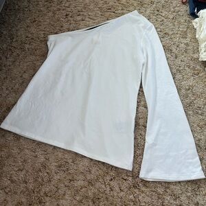 Banana Republic, one shoulder flare, long sleeve white size medium new with tags